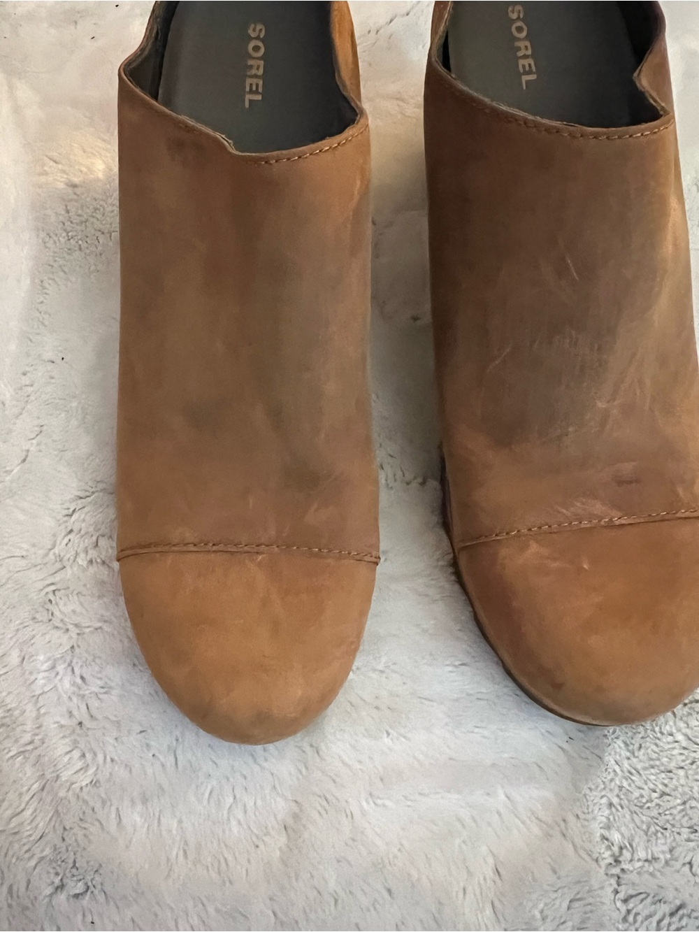 Sorel Brown Leather Slip-On Clog Mules